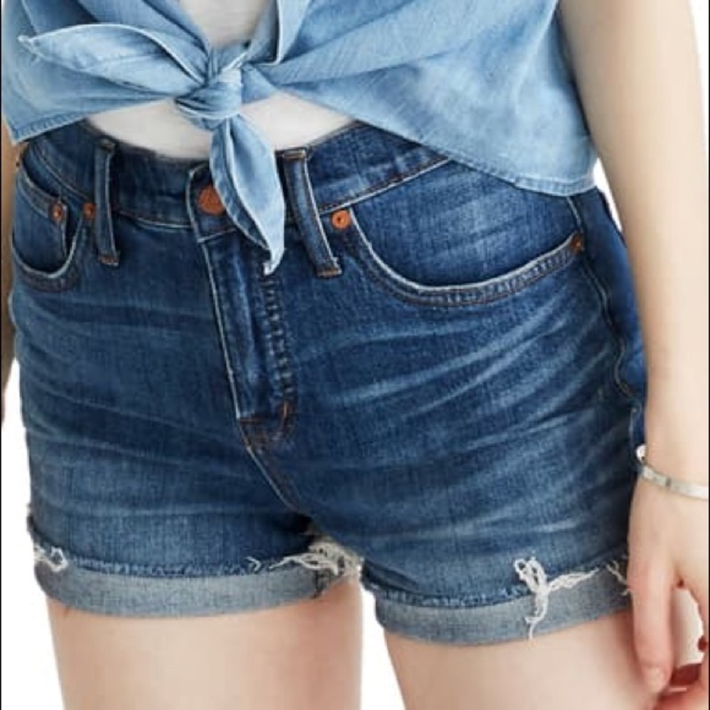 MADEWELL High Rise Raw Cut Vntg Look Jean Shorts